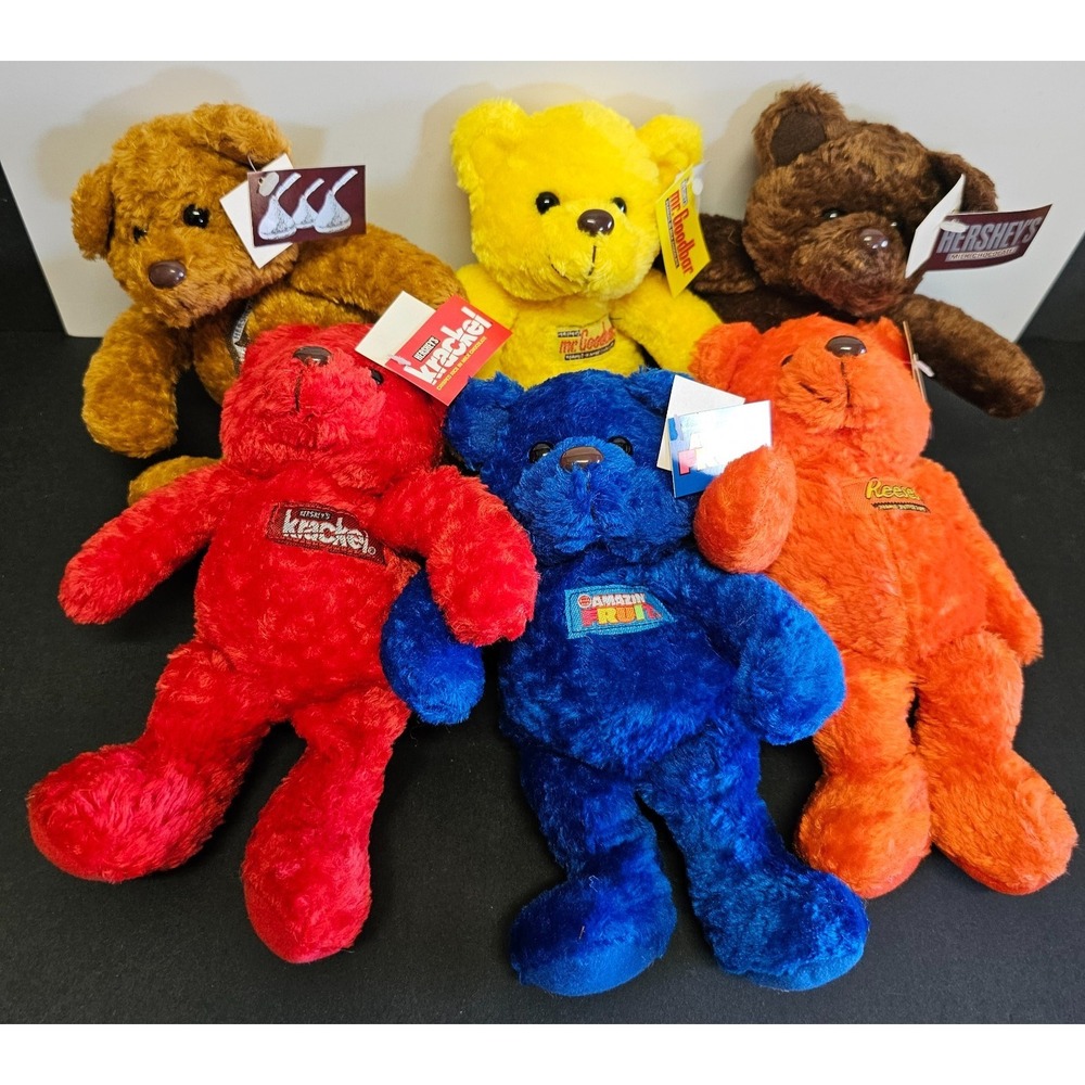 Vintage 1999 Hershey's Plush Bear Kurt S Adler Collectibles 8"‎ NEW Set of 6